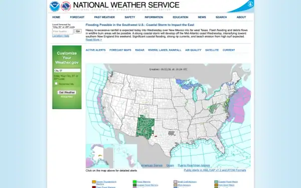 National Weather Service homepage screenshot