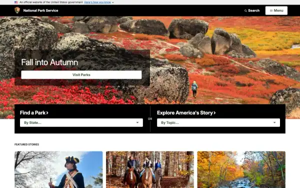 National Park Service homepage screenshot