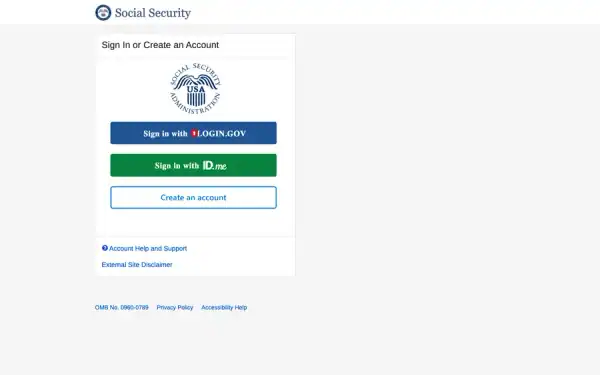 Social Security homepage screenshot